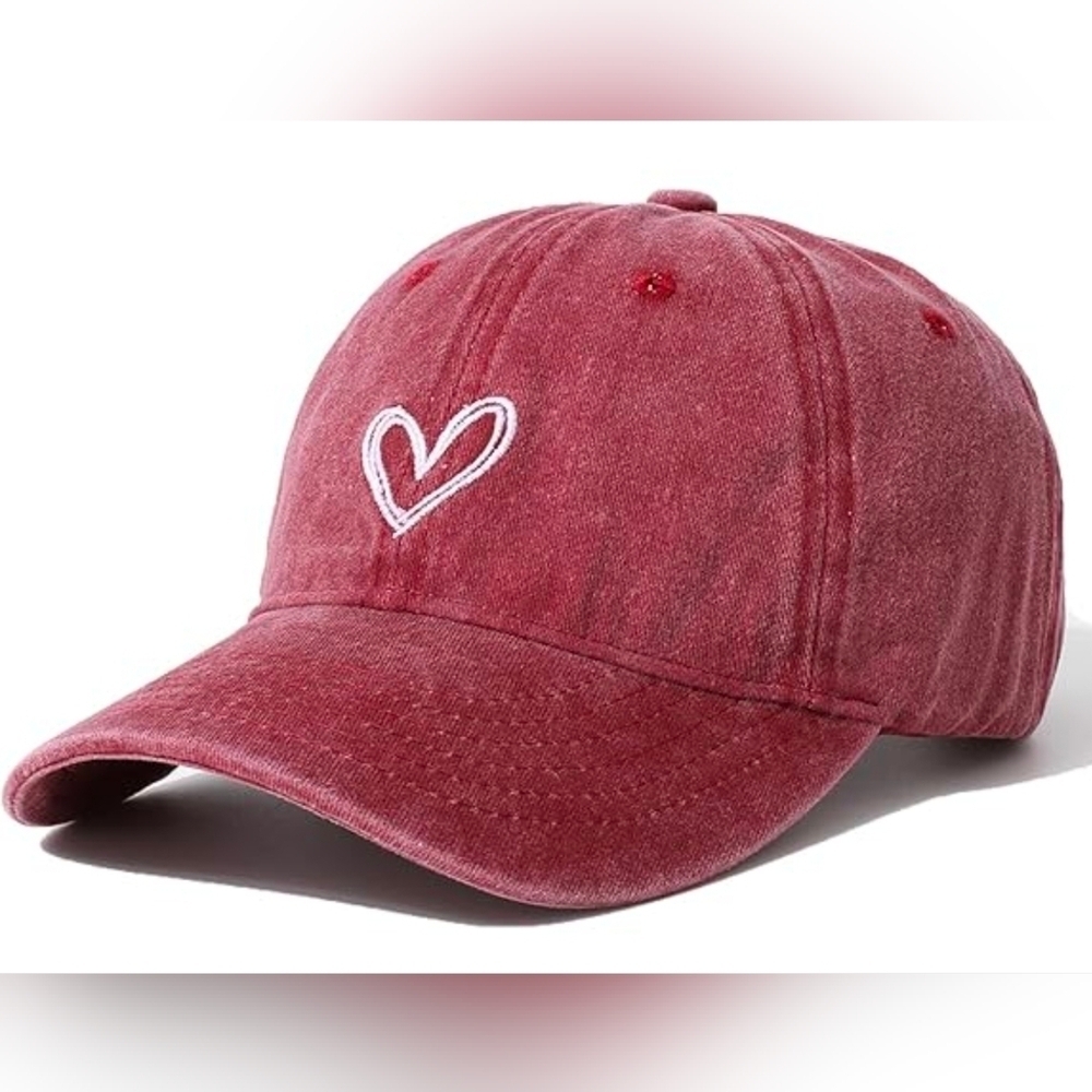 Baseball Cap Adjustable Cotton Sun Hat, Running Workout Golf Outdoor, Maroon Red